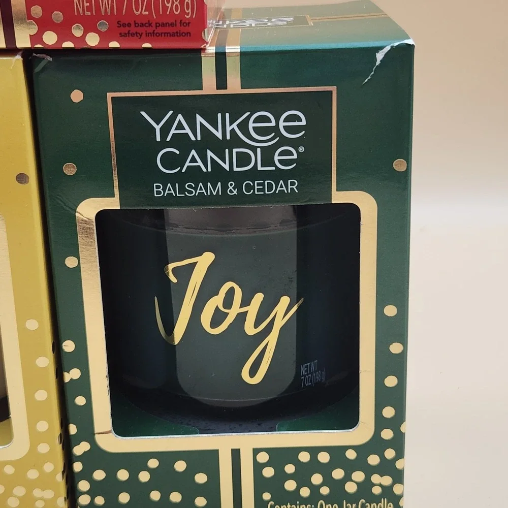 Yankee Candle 3pc Christmas Set Cookie Sparkling Cinnamon Balsam Cedar NEW 7oz